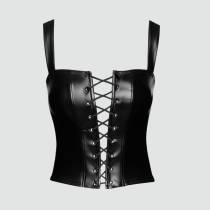 Top Wetlook corset lacet