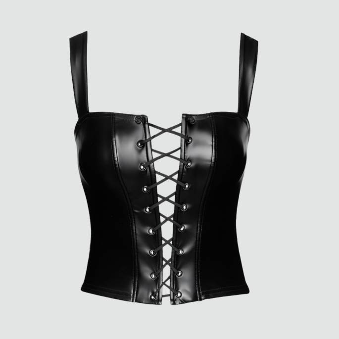 Top Wetlook corset lacet