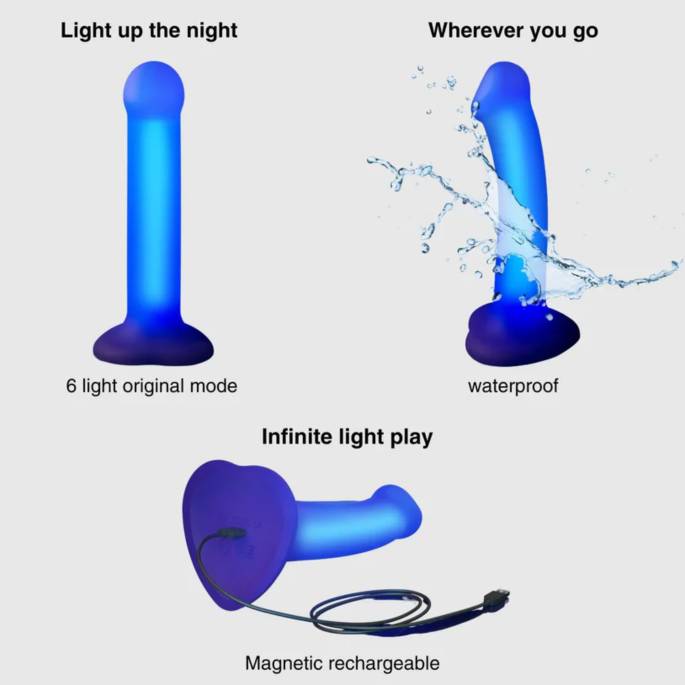 Dildo LED Silicone Semi-Réaliste Rechargeable Strap-On-Me Glow