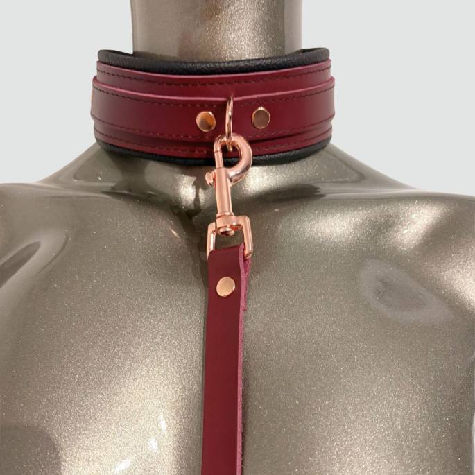 Laisse BDSM Burgundy Gold Rose 90cm