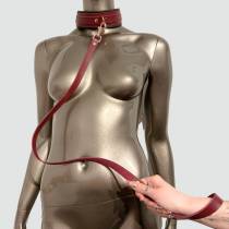 Laisse BDSM Burgundy Gold Rose 90cm
