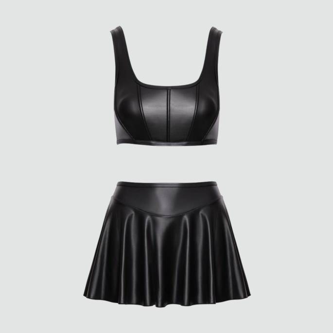 Jupe patineuse & crop top wetlook