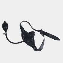 Bâillon cuir gode interne gonflable