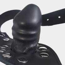 Bâillon cuir gode interne gonflable