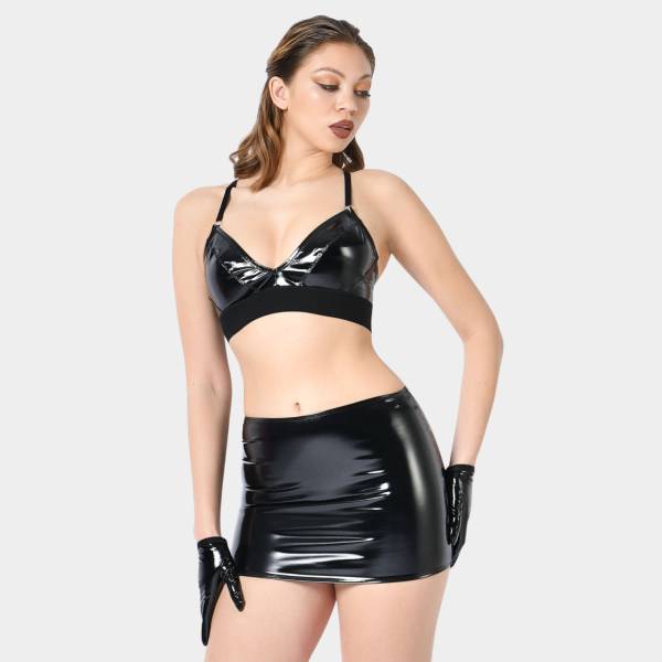 Demon jupe vinyle noir - Maison Catanzaro