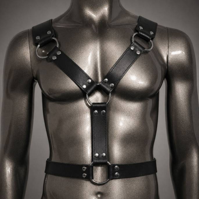 Harnais homme cuir + menottes