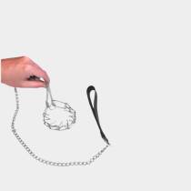 METAL LEATHER LEASH TESTICLE CHOKER