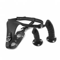 LEATHER SLIP 2 INTERNAL DILDOS