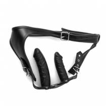 LEATHER SLIP 2 INTERNAL DILDOS