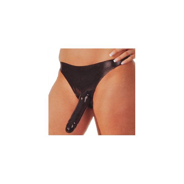 WOMEN'S LATEX BRIEFS WITH EXTERNAL DILDO