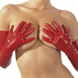 LANGE ROTE LATEXHANDSCHUHE