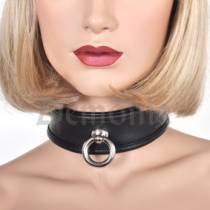 BLACK LEATHER NECKLACE WITH RING