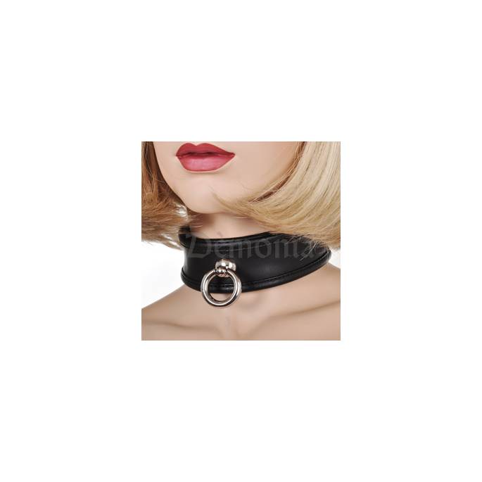 BLACK LEATHER NECKLACE WITH RING
