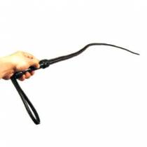 BLACK AND BROWN LEATHER WHIP