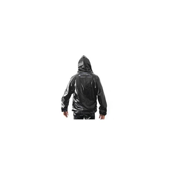 BLACK PLASTIC HOODIE
