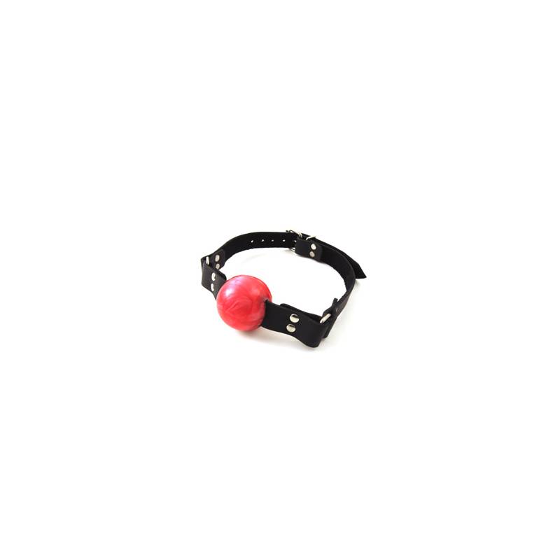 Leather SM Bâillon à Boule Cuir Rouge