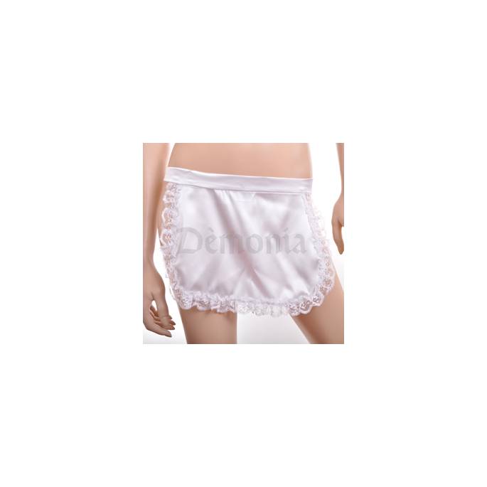 WHITE SATIN APRON