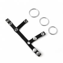 LEATHER COCKRING 3 RINGS