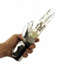 CONSOLADOR VIBRADOR GIRATORIO TRANSPARENTE