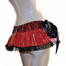 MICRO JUPE VINYLE ROUGE+DENTELLE