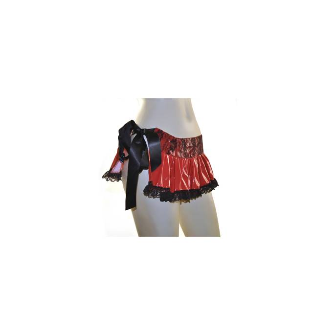 MICRO JUPE VINYLE ROUGE+DENTELLE