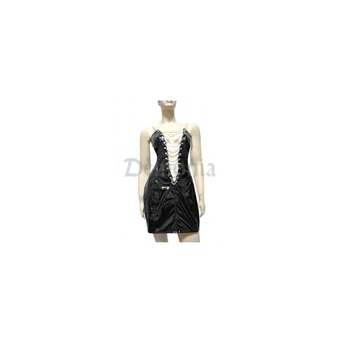 VESTIDO CORTO DE VINILO NEGRO