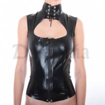 LATEX ZIP AND LACE TOP