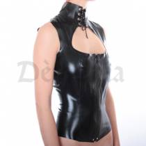 LATEX ZIP AND LACE TOP