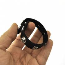 LEATHER COCKRING 2 SNAPS BLACK