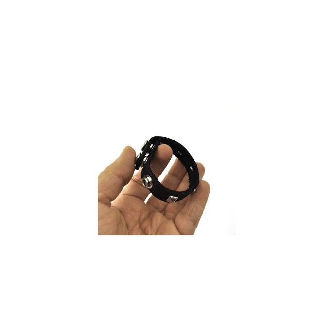 LEATHER COCKRING 2 SNAPS BLACK