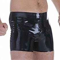 LATEX SHORTS WITH ZIP