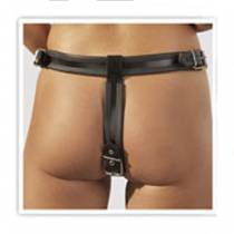 TANGA DE CUERO NEGRO