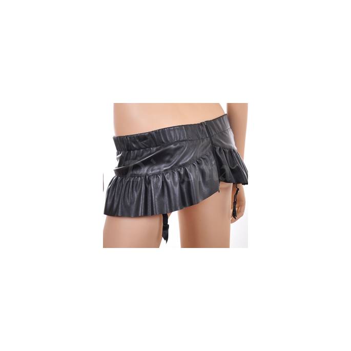 MINIFALDA DE POLIPIEL CON VOLANTES Y PJ
