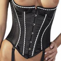 CORSET SATIN NOIR SEINS NUS