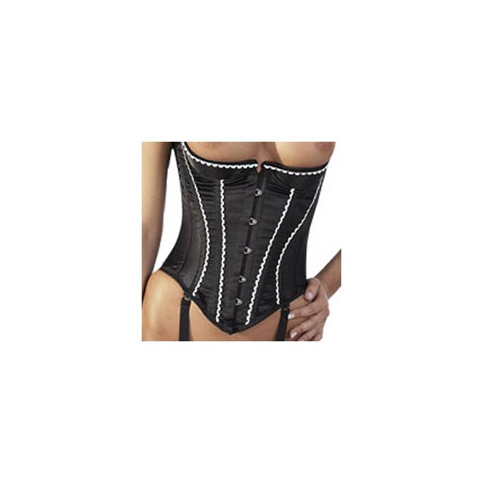 BLACK SATIN CORSET TOPLESS