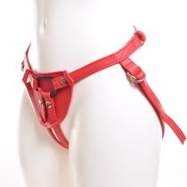 RED LEATHER HARNESS FOR DILDO