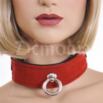 COLLAR + ANILLO DE CUERO + TERCIOPELO ROJO