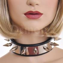 COLLIER CUIR ET METAL (8 POINTES)