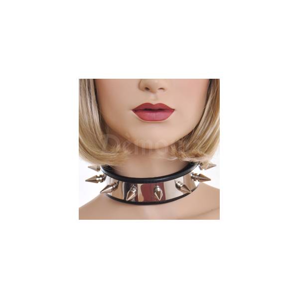 HALSBAND AUS LEDER UND METALL (8 SPITZEN)