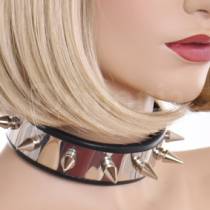 COLLIER CUIR ET METAL (8 POINTES)