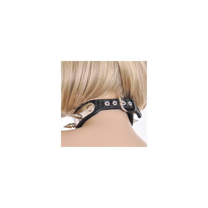 HALSBAND AUS LEDER UND METALL (8 SPITZEN)