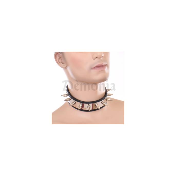 LEATHER AND METAL NECKLACE (8 SPIKES)