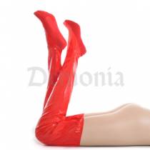 ROTER VINYLSTRUMPF MIT REISSVERSCHLUSS